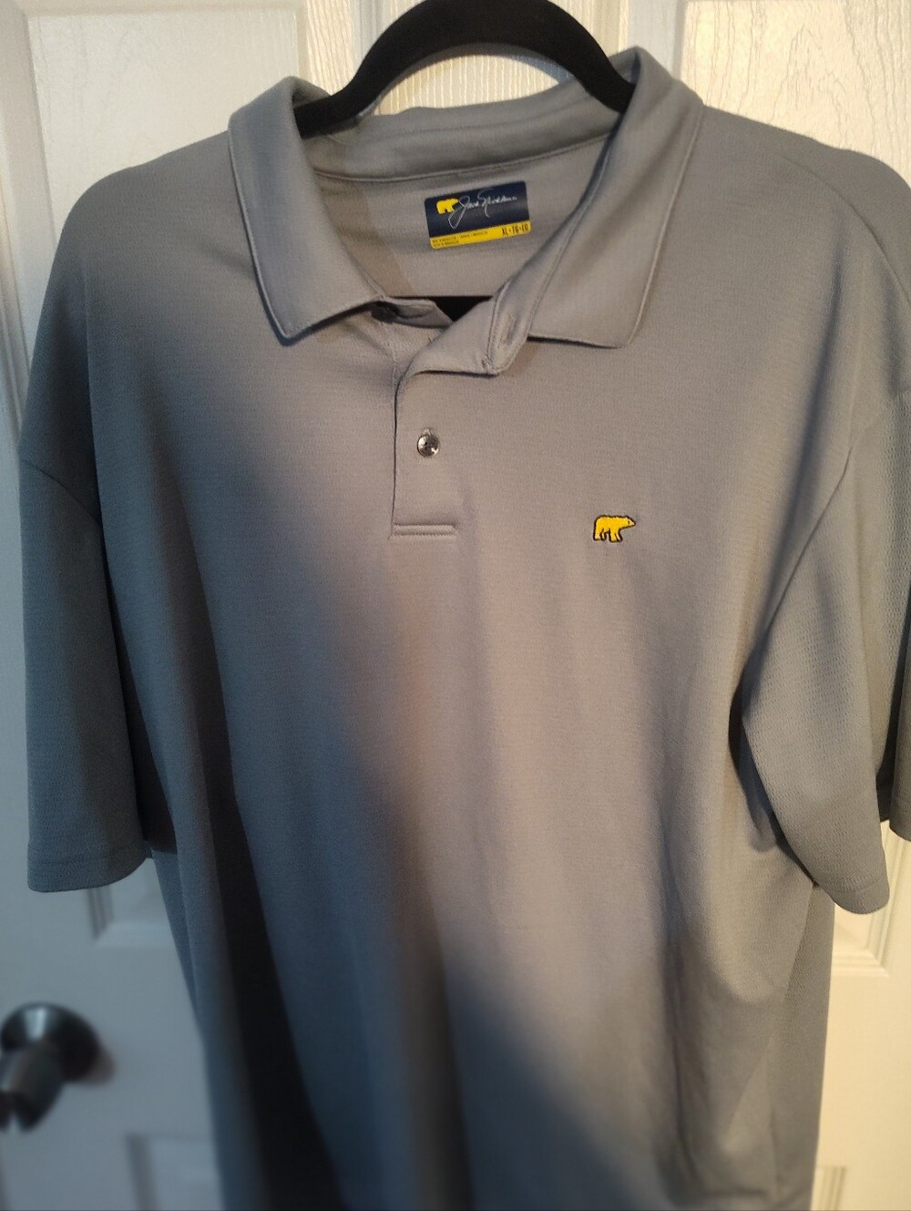 Men's Gray Polo with Yellow Bear Logo
